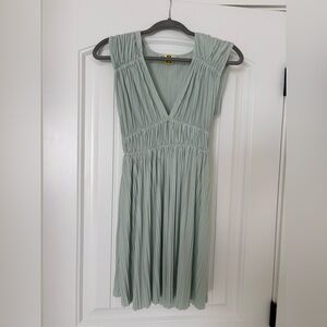 Zara Soft Green Pleated Dress